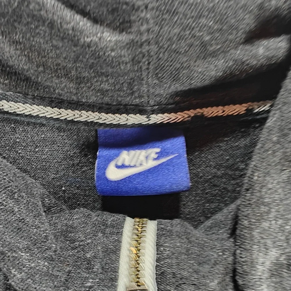 Nike Mens Charcoal Heather Grey Full Zip Hoodie Organic Cotton Blend Large